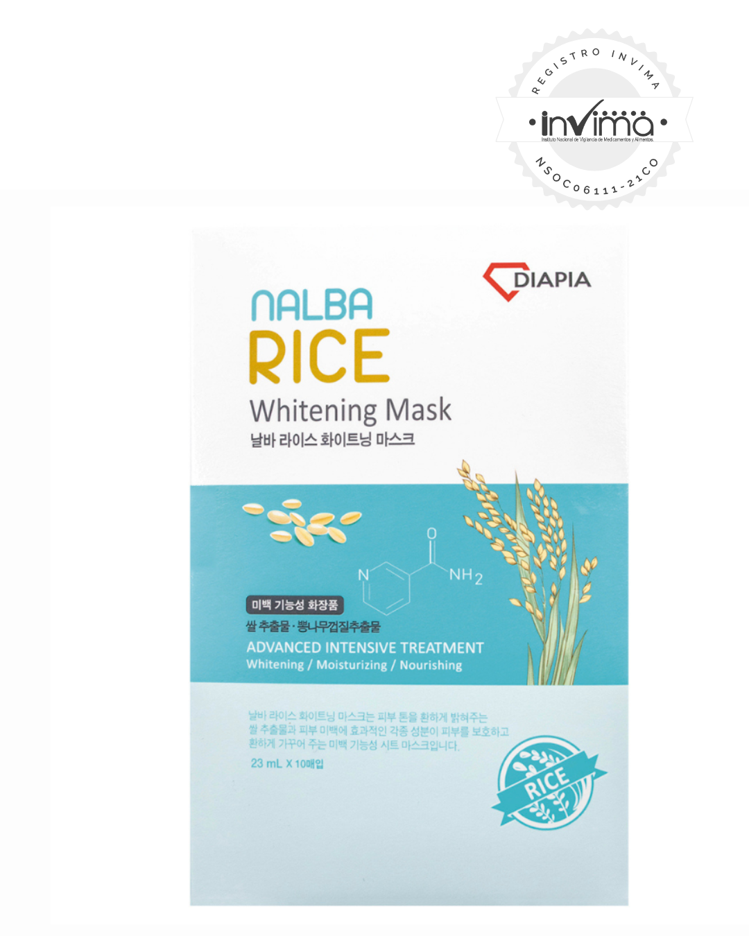 Mascarilla Aclaradora De Arroz Nalba 23 mL X 10 Unid