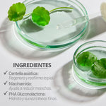 Ingredientes clave de los Cica Relief Pore Pads: centella asiática, niacinamida y PHA para piel sensible
